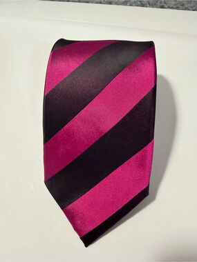 Boardroom Magenta and Black Striped Hand Sewn Necktie - Mult Qty - BRT899